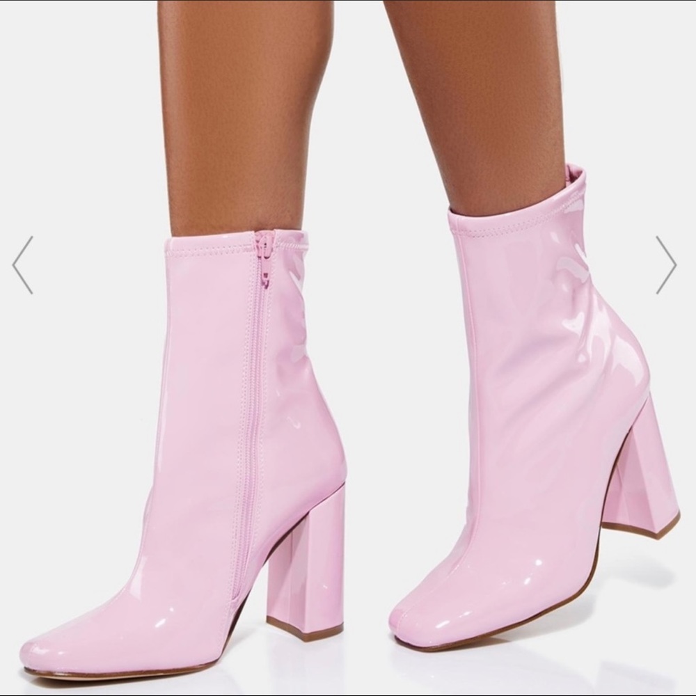 Steve Madden Pink Patent Block Heel Ankle Boots
